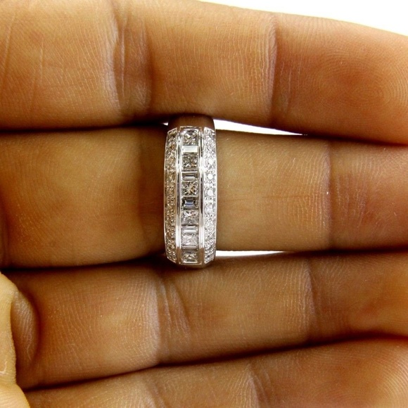 Princess Diamond Ring Band w/Accents 14k WG .90Ct